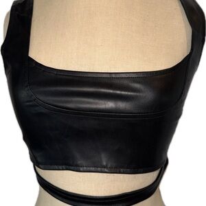 Adika Sleek Black faux leather Top